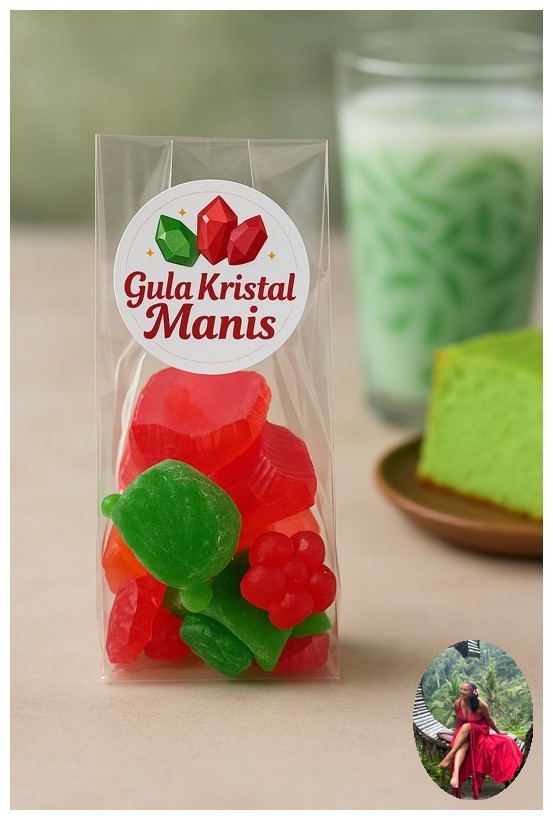 GKM80gramcakeBG_with_margy_round Gula Kristal Manis – 80 gram Mix van Dawet, Pandan, en Rozenstroop - Afbeelding 3